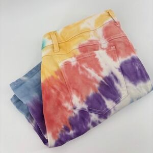 Catos Womens Rainbow Tie Dye Bermuda Shorts High Rise Stretch Size 14